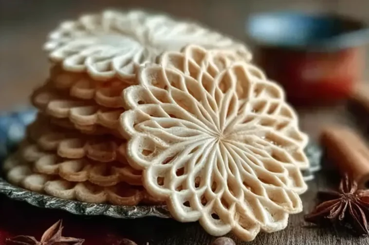 Anise Pizzelle Cookies Fresh Out of the Waffle Iron