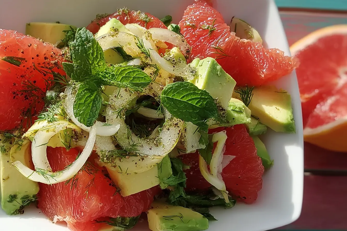 Avocado and Grapefruit Salad with Mint-Dill Vinaigrette