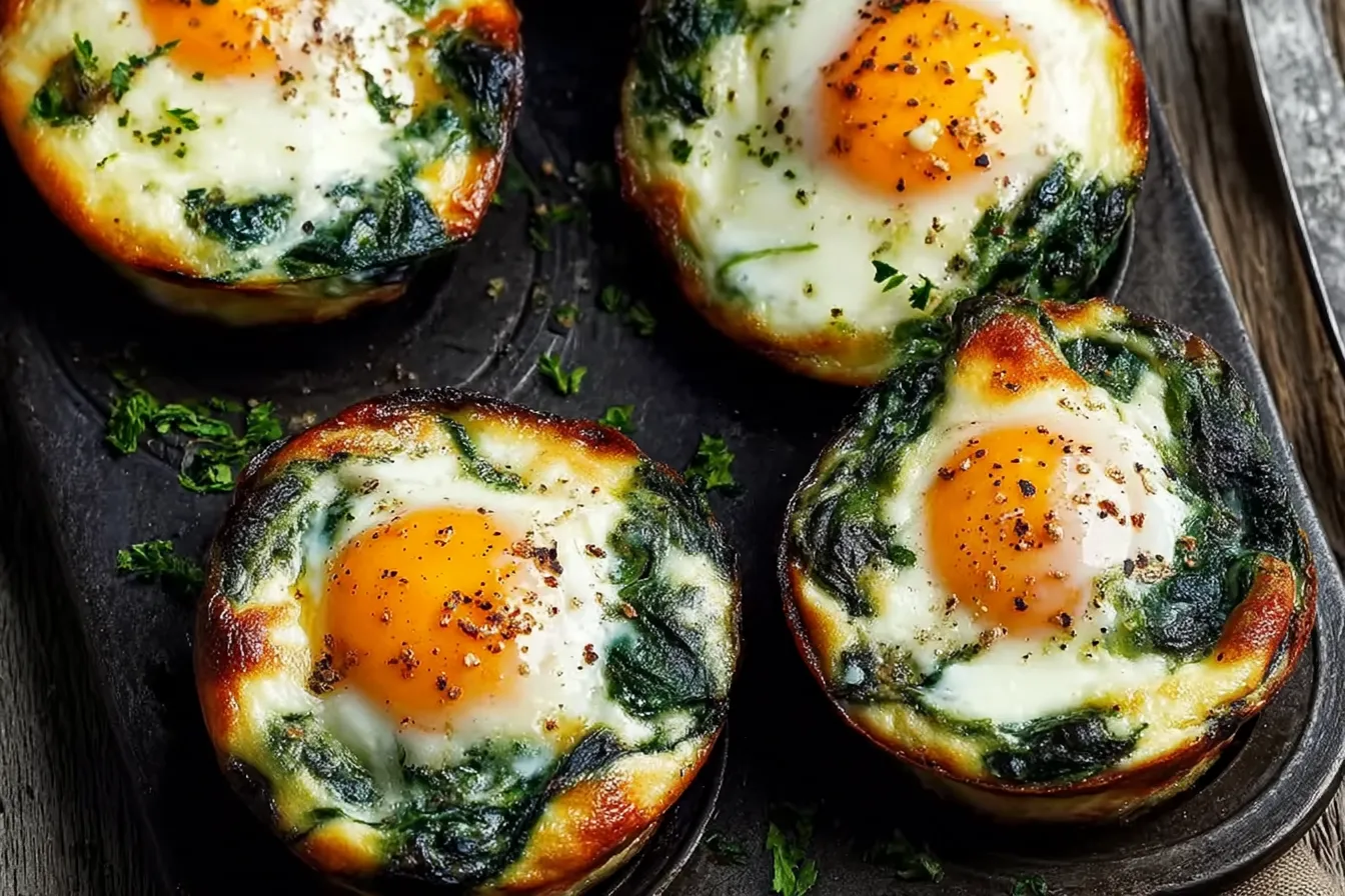 Baked Egg Cups With Spinach