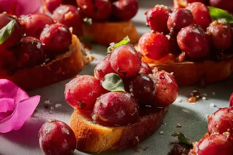 Balsamic Roasted Grapes on a Serving Platter