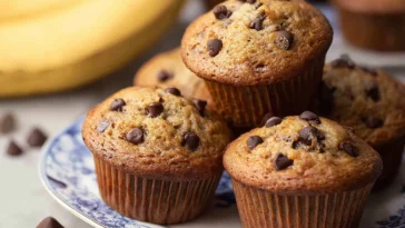 Delicious Banana Chocolate Chip Muffins Freshly Baked
