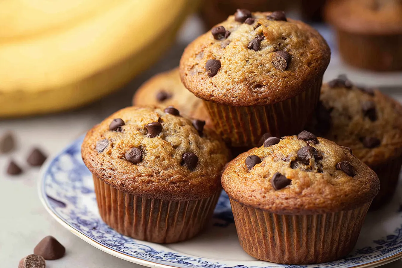 Banana Chocolate Chip Muffins: A Delicious Morning Treat 3 Delicious Banana Chocolate Chip Muffins Freshly Baked