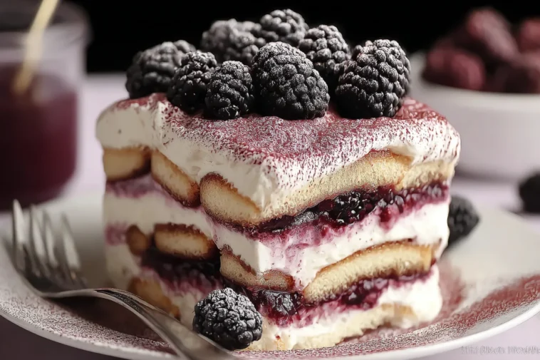 Blackberry Tiramisu Served with Fresh Berries