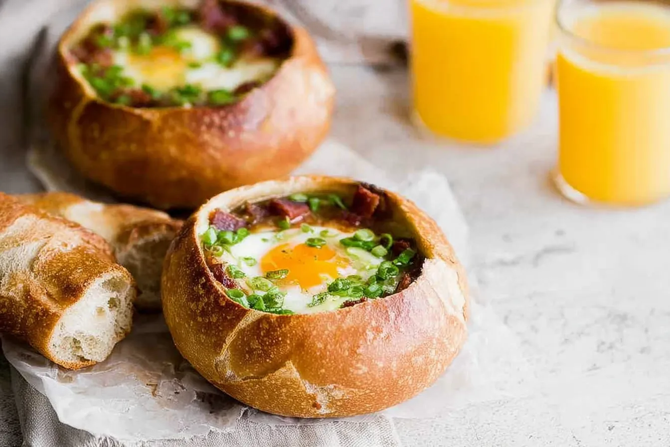 Breakfast Egg Bread Bowls: A Delicious Morning Treat 3 Colorful Breakfast Egg Bread Bowls Ready to Delight