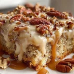Delicious Butter Pecan Praline Poke Cake Slice