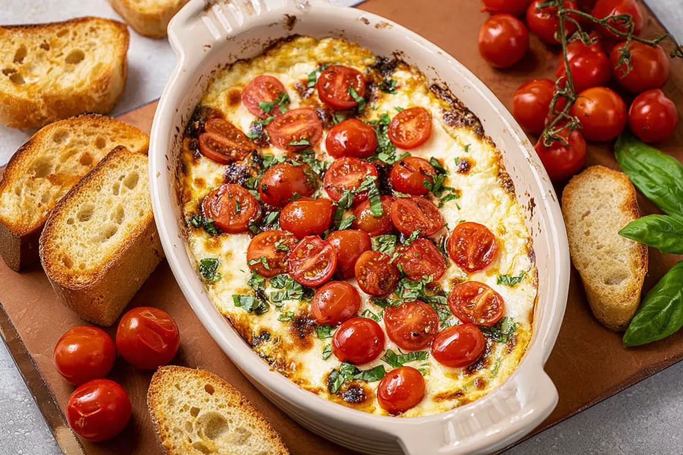 Caprese Dip: A Delightful Twist on a Classic Favorite 3 Delicious Caprese Dip Served with Bread