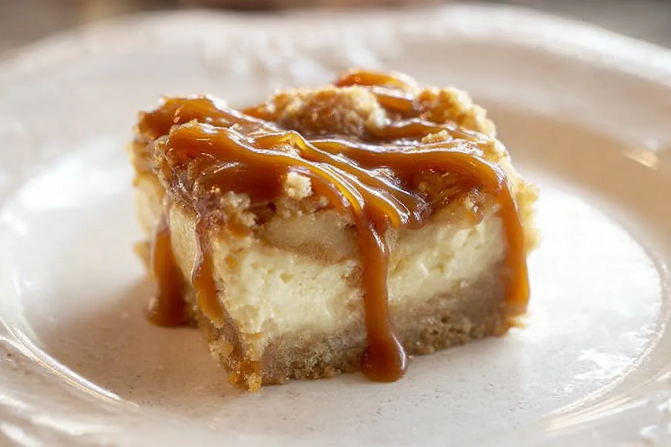 Caramel Apple Cheesecake Bars Recipe for Fall Delight 3 Delicious Caramel Apple Cheesecake Bars Ready to Serve