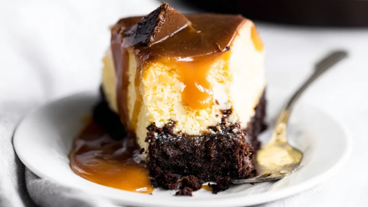 Caramel Brownie Cheesecake Slices Ready to Serve