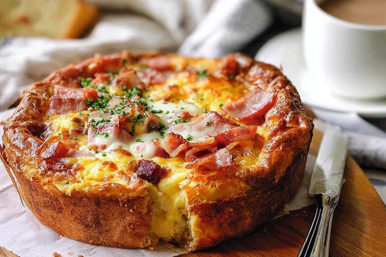 Cheese & bacon strata cake – breakfast casserole!