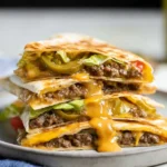 Cheeseburger Quesadillas with Gooey Cheese and Fresh Ingredients