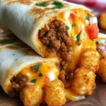 Cheesy Potato Burritos with Crispy Tater Tots Plated