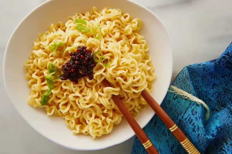 Delicious Cheesy Ramen Noodles Bowl