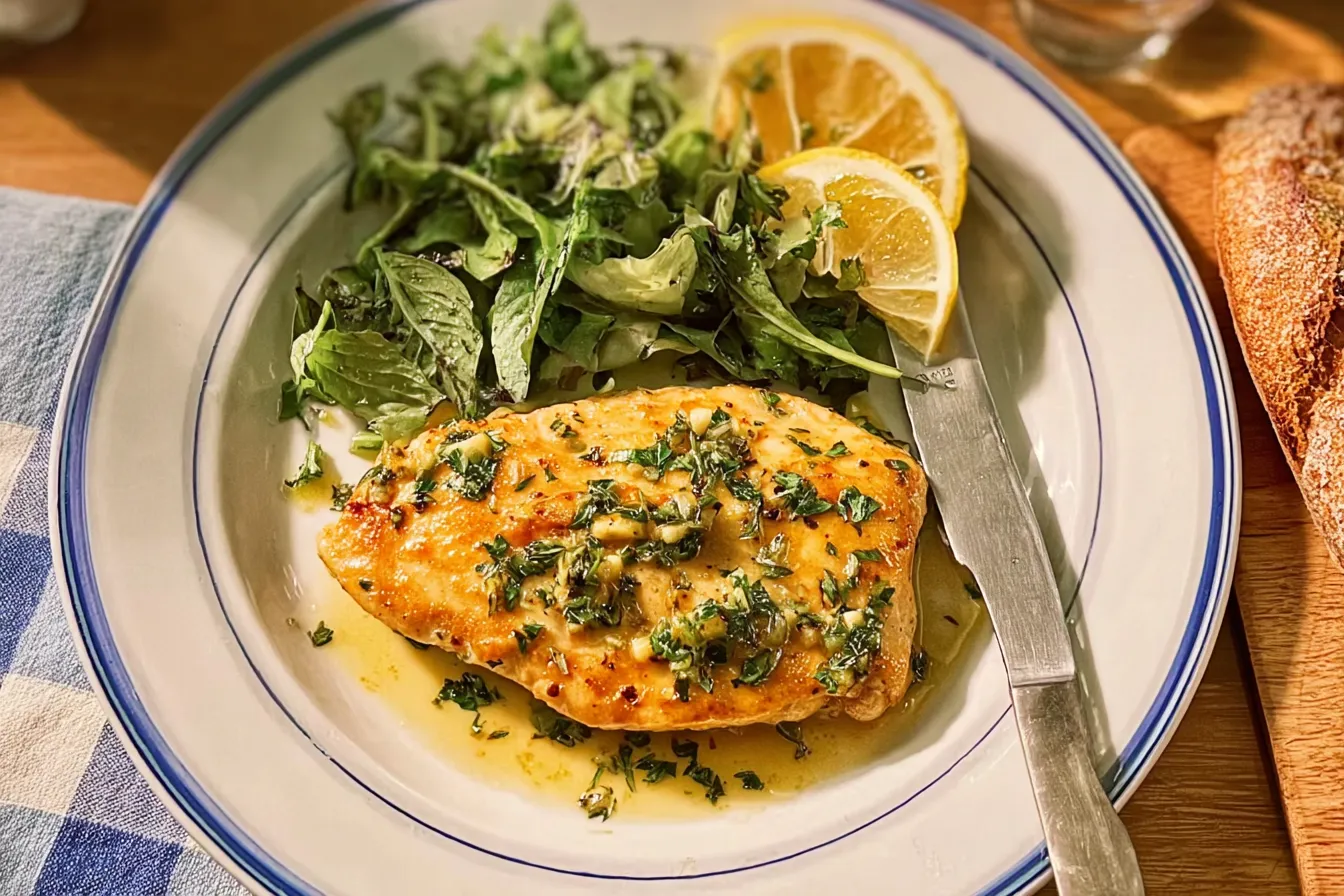 Chicken Paillard (Chicken With Lemon-Herb Butter Sauce)