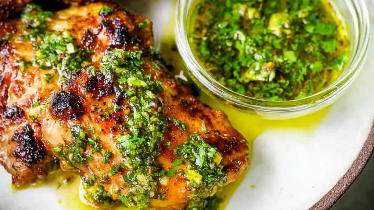 Delicious Chimichurri Chicken Thighs Served with Fresh Herbs