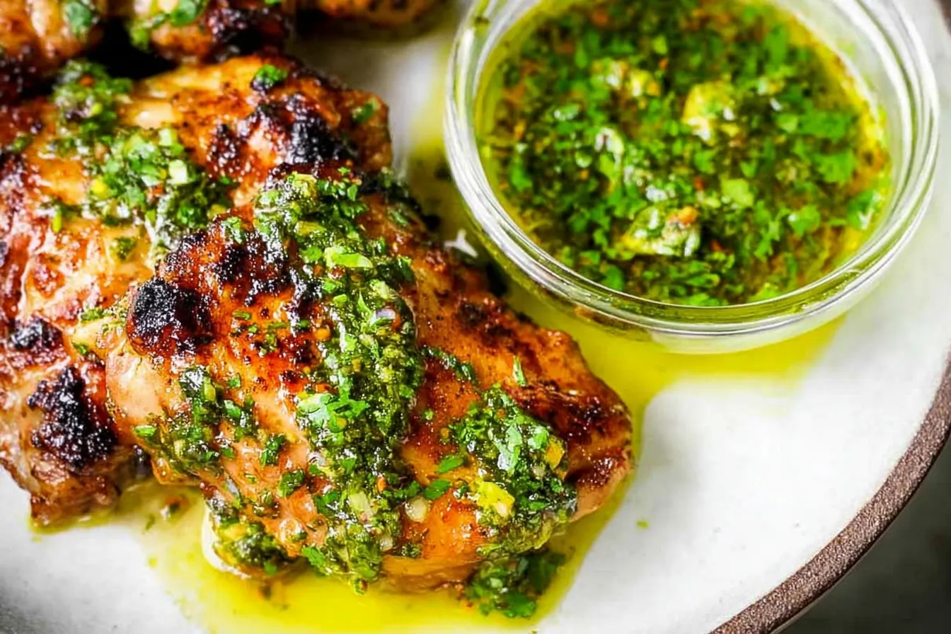 Delicious Chimichurri Chicken Thighs Served with Fresh Herbs