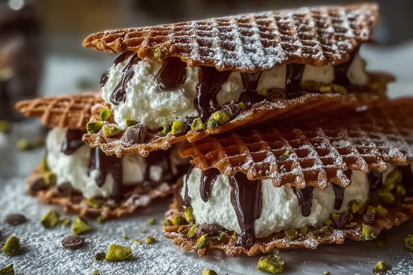 Chocolate Cannoli Pizzelle Sandwiches That Delight Your Tastebuds!