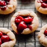 Chocolate Cherry Pie Cookies on a Wooden Plate