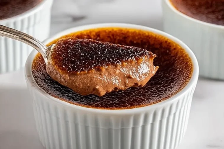 Chocolate Chocolate Creme Brulee in Elegant Serving Dish