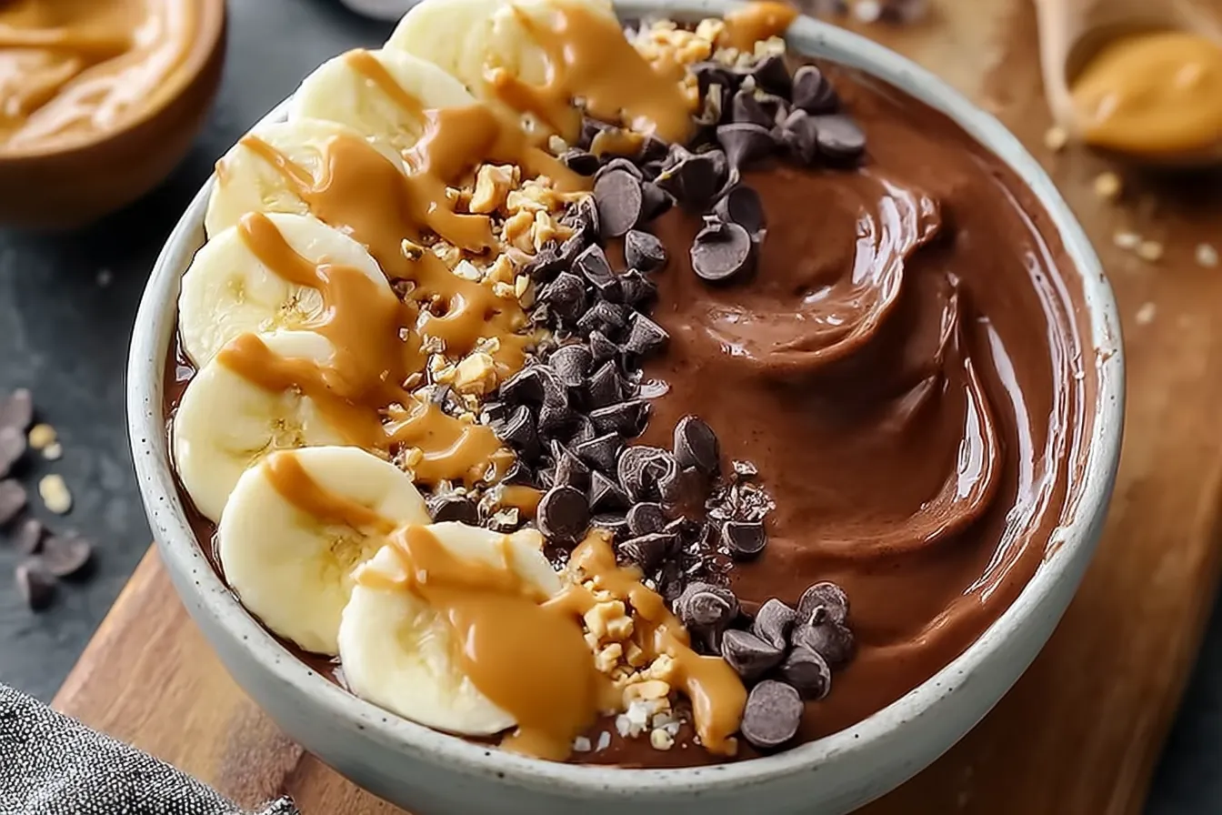 Chocolate Peanut Butter Smoothie Bowl Recipe - Delicious & Healthy 3 Chocolate Peanut Butter Smoothie Bowl - Mouthwatering & Healthy