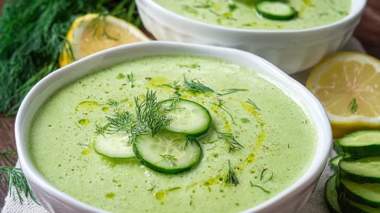 Chilled Cold Cucumber Soup Bowl