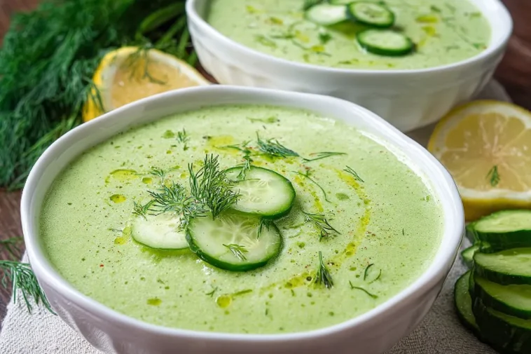Chilled Cold Cucumber Soup Bowl