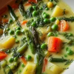 Cream of Spring Vegetable Soup in a Bowls