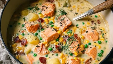 Creamy Salmon Corn Chowder in a Bowl