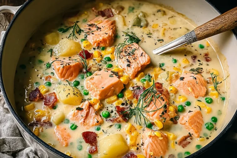 Creamy Salmon Corn Chowder in a Bowl