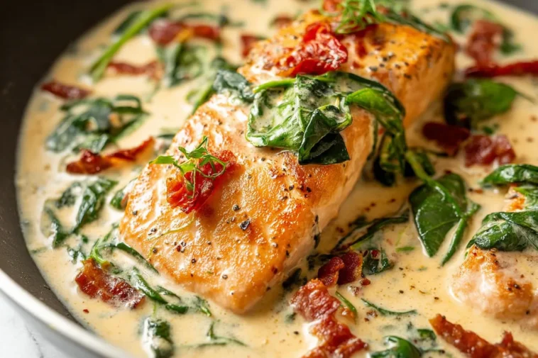 Creamy Tuscan Salmon on a Plate