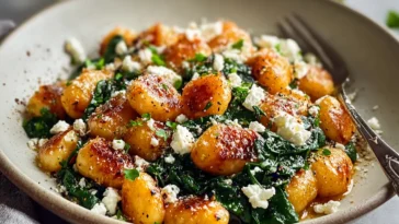 Delicious Crispy Gnocchi With Spinach And Feta