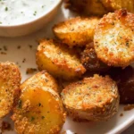 Crispy Roasted Parmesan Potatoes on a Plate