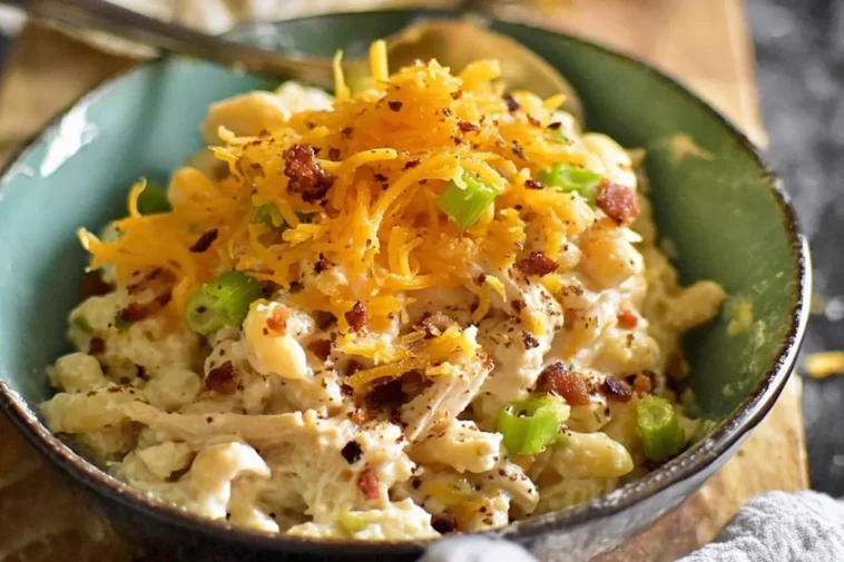 Crockpot Crack Chicken Pasta Ready to Serve