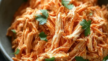 Crockpot Shredded Buffalo Chicken Ready to Serve