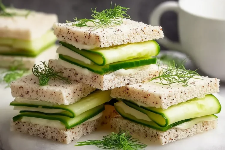 Delicious Cucumber Tea Sandwiches on a Platter