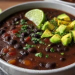 Delicious Daniel Fast Black Bean Soup with Avocado & Lime