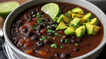 Delicious Daniel Fast Black Bean Soup with Avocado & Lime