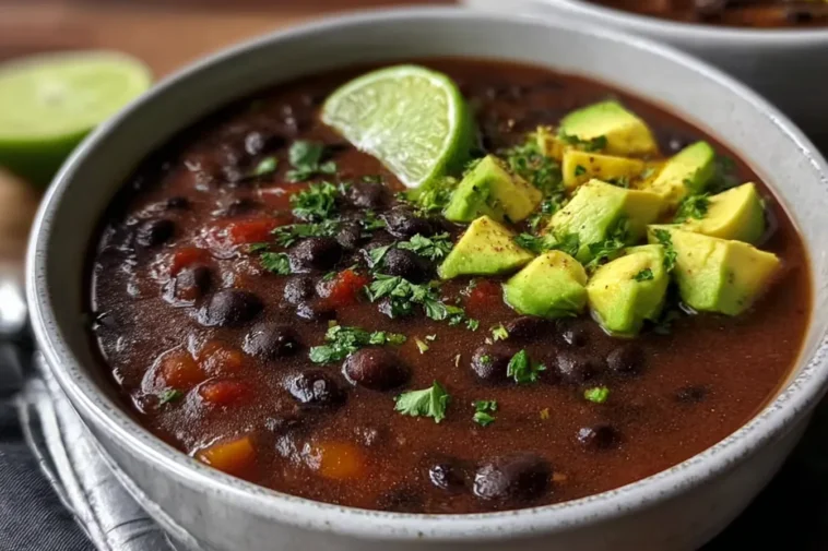 Delicious Daniel Fast Black Bean Soup with Avocado & Lime