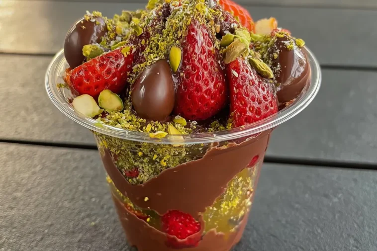Tempting Dubai Chocolate Strawberry Cup