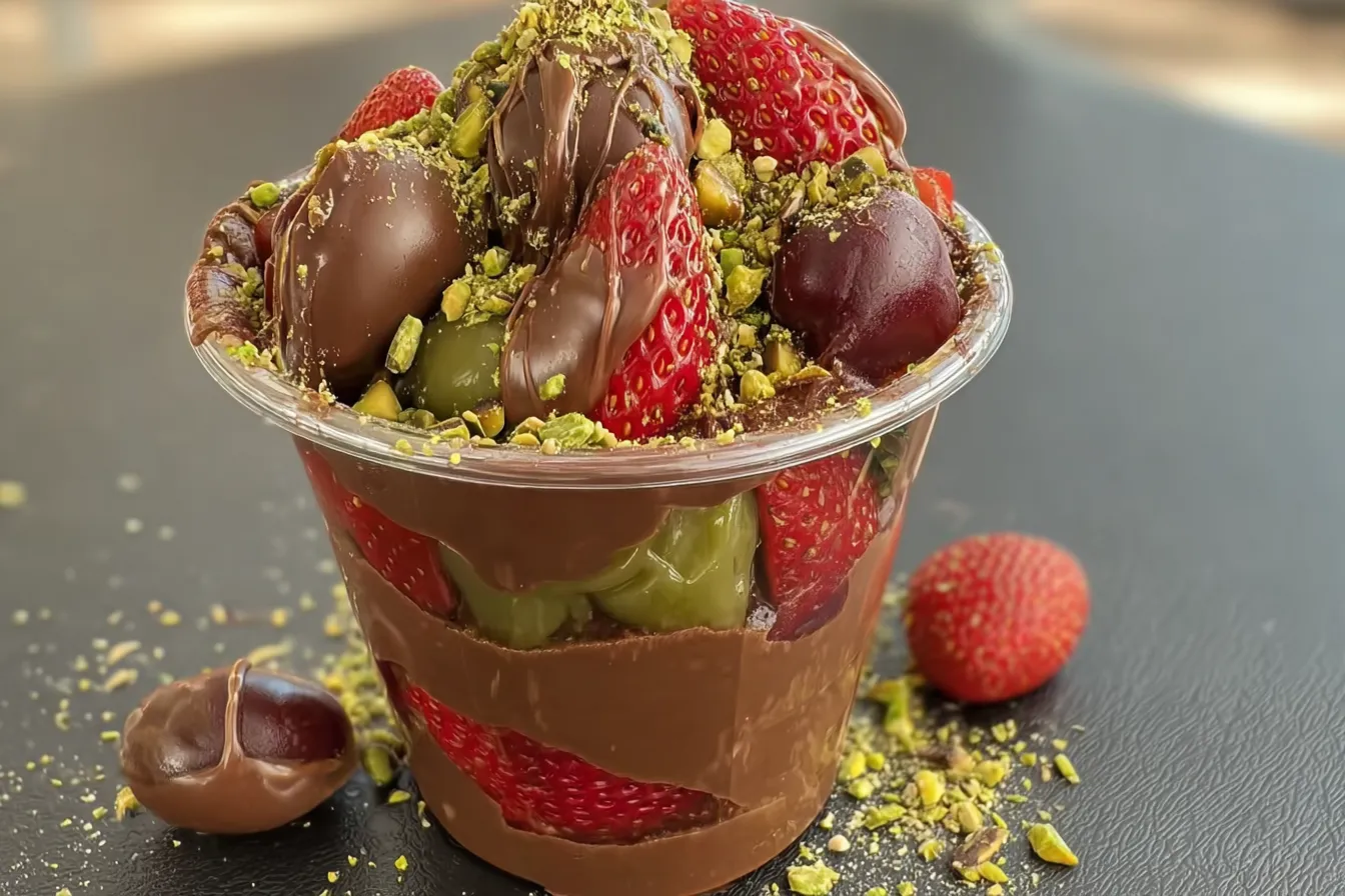 Dubai chocolate strawberry cup
