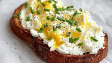 Easy 6-Ingredient Egg and Ricotta Toast on Plate