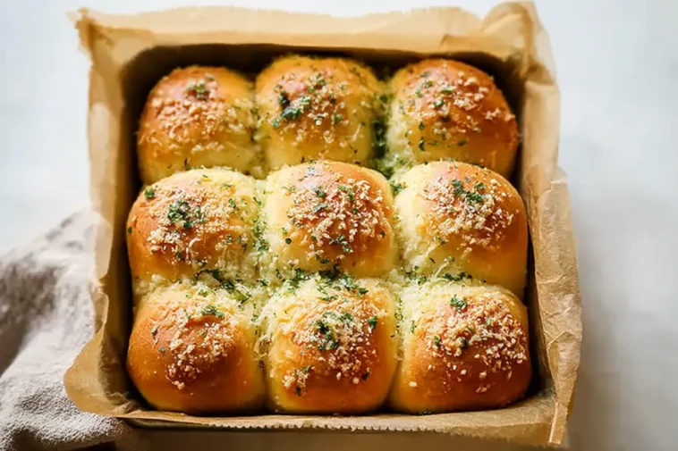 Delicious Garlic Parmesan Pull-Apart Rolls Baking in Oven