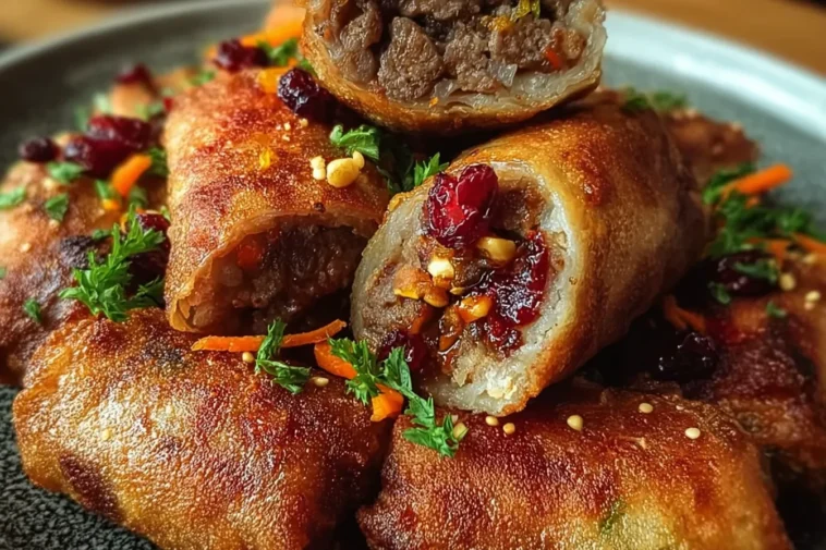 Ginger-Carrot Beef Rolls with Cranberries & Walnuts Plated