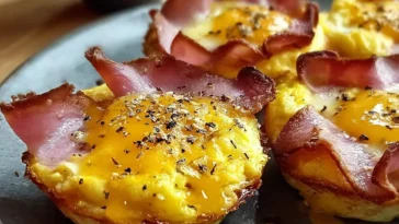 Ham and Eggs Cups Freshly Baked for Breakfast