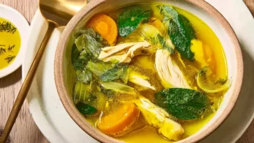 High-Protein Lemon & Turmeric Chicken Soup Bowl