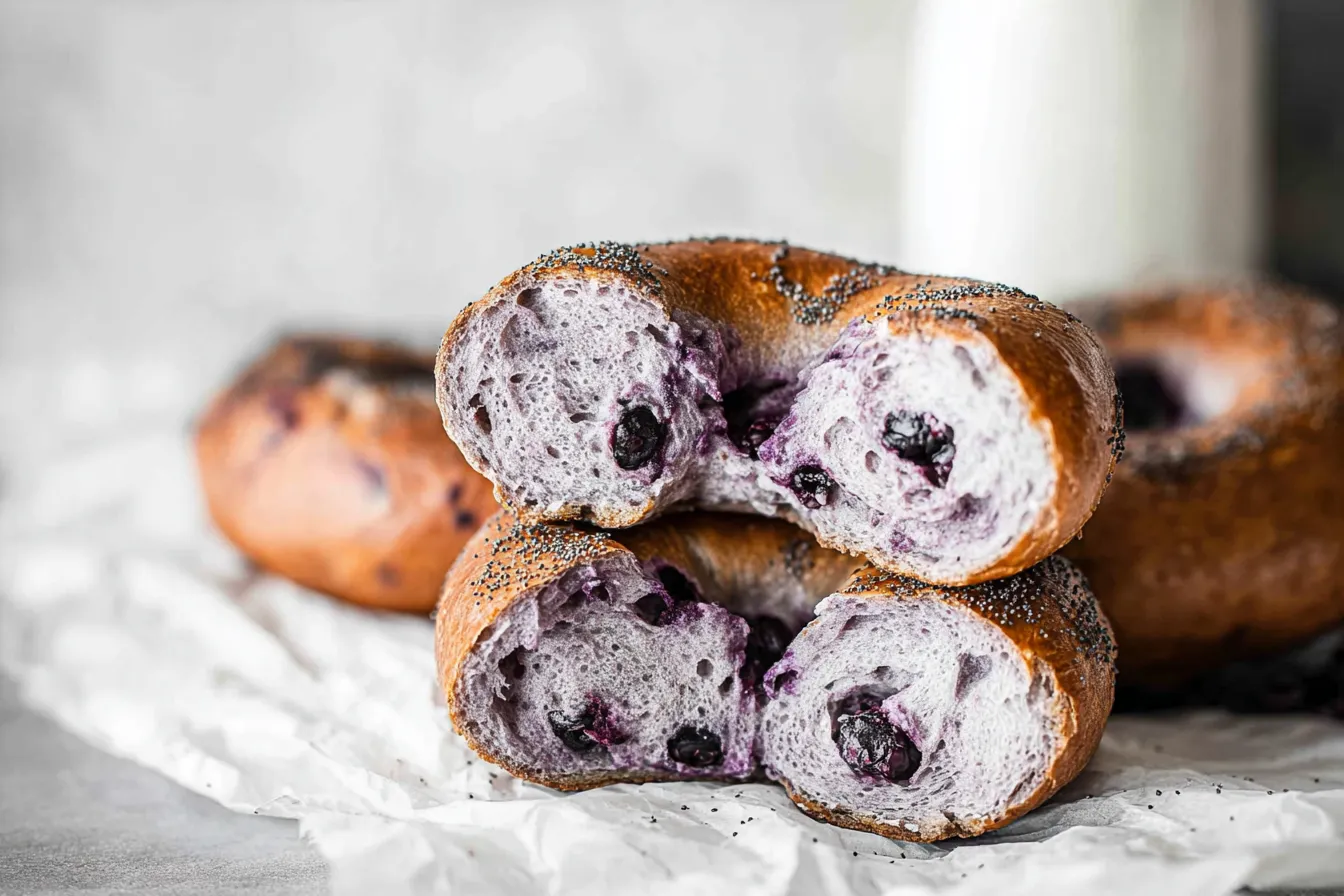 Homemade Blueberry Bagels: A Deliciously Unique Treat 3 Homemade Blueberry Bagels Fresh Out of the Oven