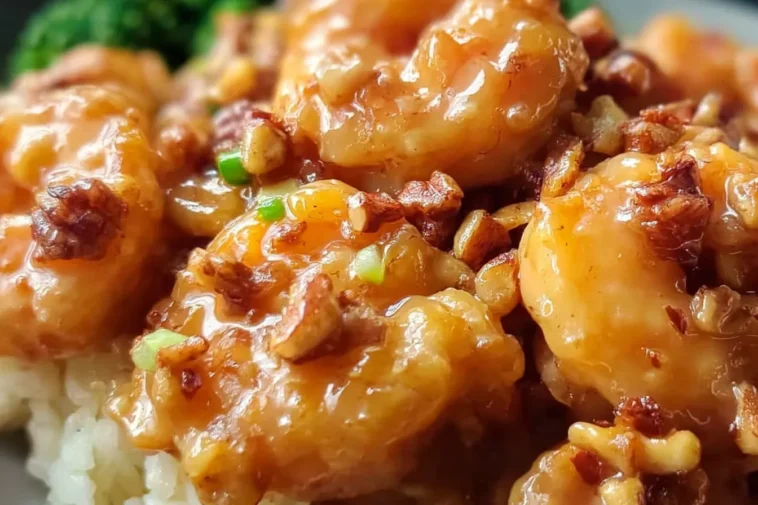 Honey Walnut Shrimp on a White Plate