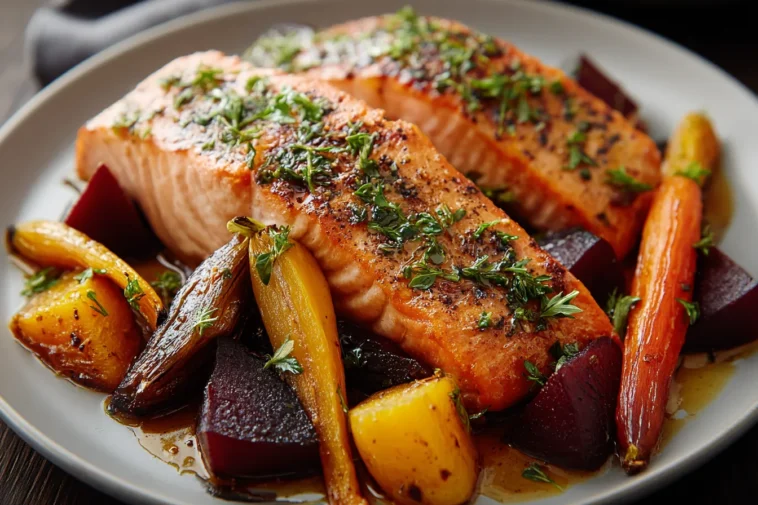 Maple-Glazed Salmon with Roasted Root Vegetables