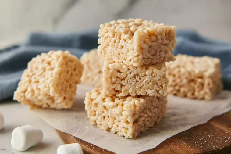 Delicious Marshmallow Rice Krispie Treats on a Plate