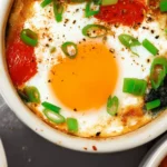 Mediterranean Baked Feta Eggs in a Baking Dish