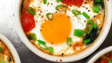 Mediterranean Baked Feta Eggs in a Baking Dish